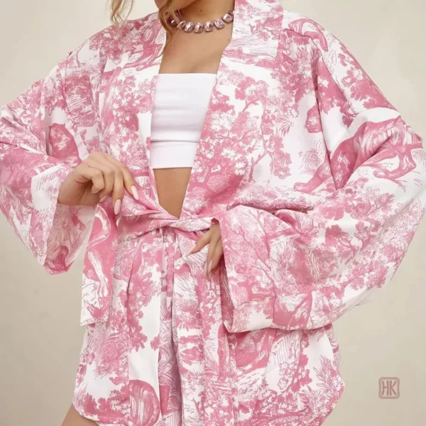 Pyjama Kimono Femme, style chic et confortable en rose