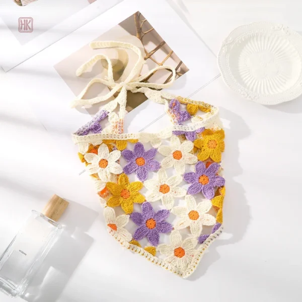 Foulard tendance en forme de triangle, motifs floraux