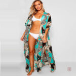 Gilet kimono fleuri pour femme