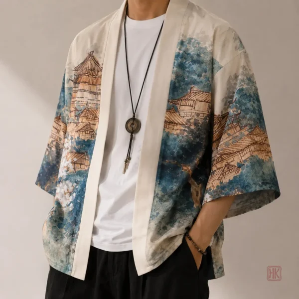 haori-court-temple-japonais-1 Haori court traditionnel japonais pour homme