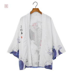 Veste kimono homme avec imprimé inspiré des vagues marines