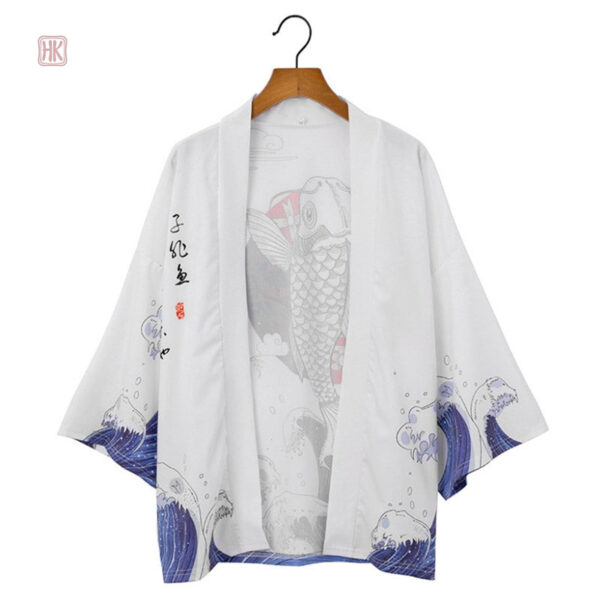 Veste kimono homme avec imprimé inspiré des vagues marines
