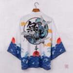 Veste kimono homme style japonais avec grue décorative
