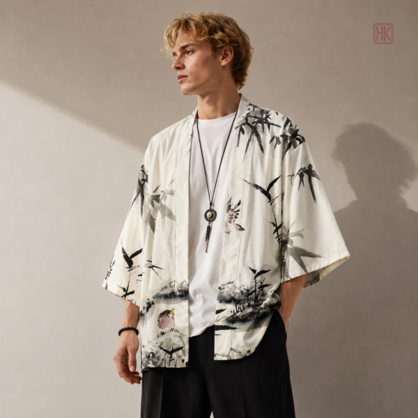 haori-japonais-plage-homme-1 Haori Japonais Plage pour Homme, style kimono léger
