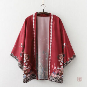 Veste haori avec motifs samouraïs