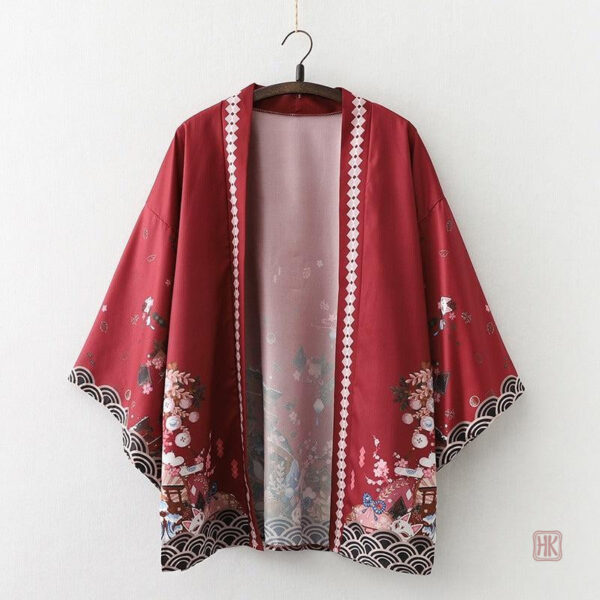 Veste haori avec motifs samouraïs