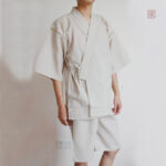 Jinbei blanc pour homme, pyjama kimono élégant