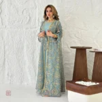 Abaya Kimono élégante en bleu cérémonial