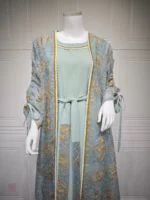 Abaya 2 pièces, couleur bleu pour cérémonies