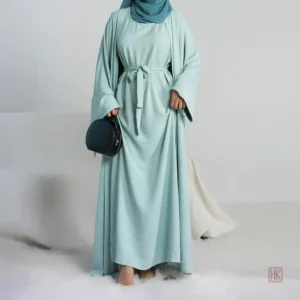 Kimono Abaya 2 Pièces Bleu Vert élégant
