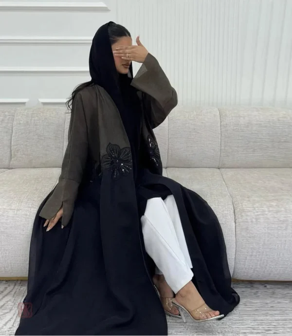 kimono-abaya-a-fleurs-1 Kimono Abaya fleuri élégant