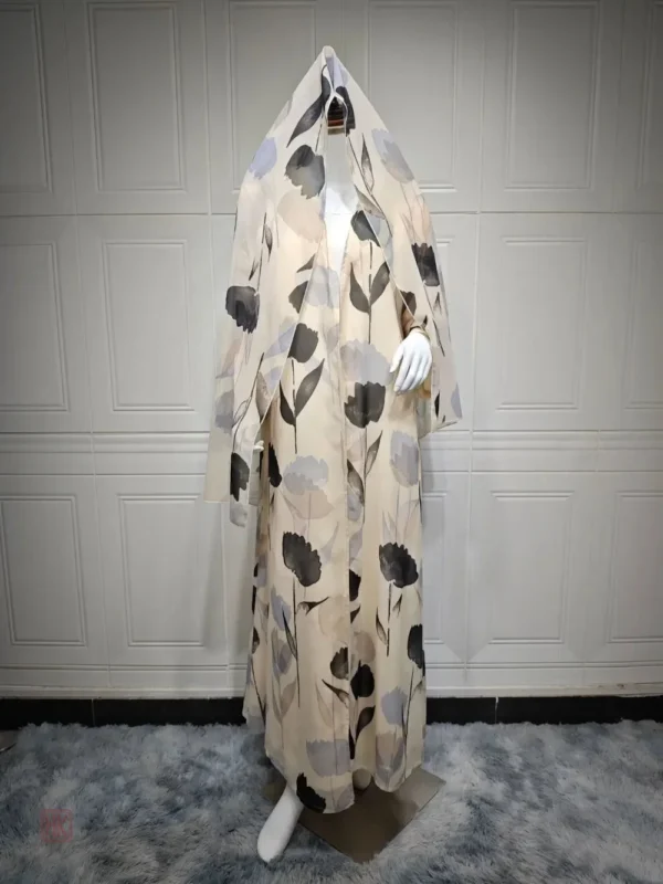 Style kimono avec impression florale sombre