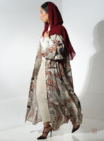 Abaya Kimono avec motifs boho colorés et modernes