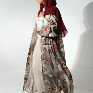 Abaya Kimono avec motifs boho colorés et modernes