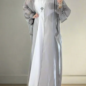 Kimono Abaya Argenté élégant pour un look raffiné