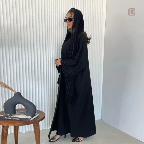 Kimono Abaya Noir avec Hijab assorti