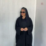 Abaya Kimono élégante en noir avec hijab inclus