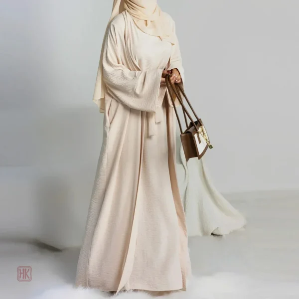kimono-abaya-beige-2-pieces-1 Kimono Abaya Beige 2 Pièces élégant et moderne