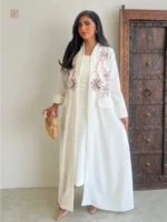 Kimono Abaya Blanc Brodé