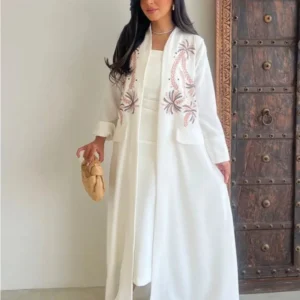 Kimono Abaya Blanc Brodé