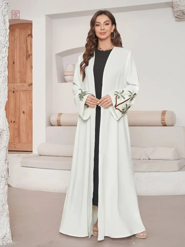 kimono-abaya-blanc-long-1 Kimono Abaya Blanc Long élégant pour femme