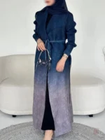 Kimono Abaya bleu dégradé élégant pour femme