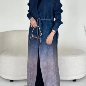 Kimono Abaya bleu dégradé élégant pour femme