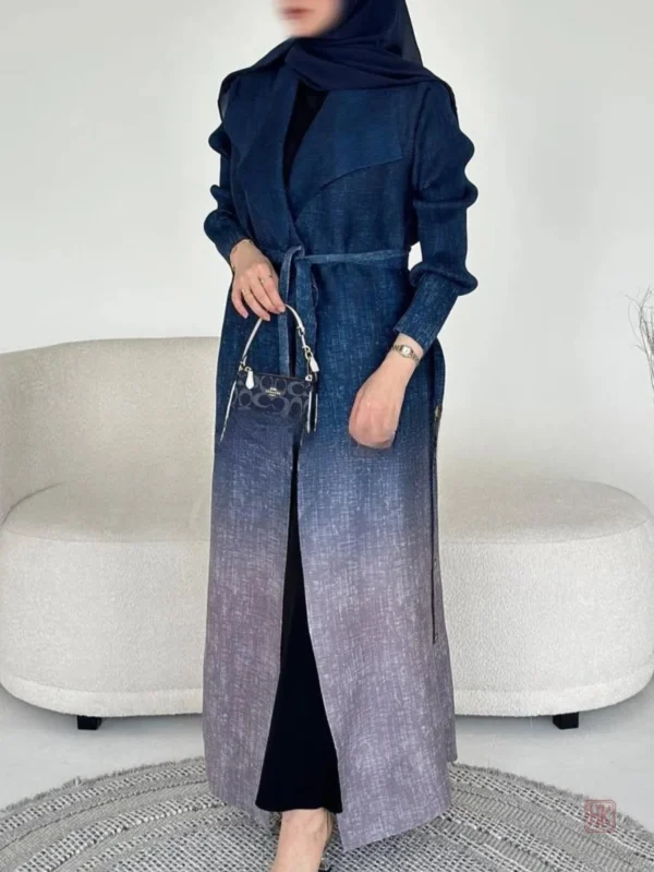 Kimono Abaya bleu dégradé élégant pour femme