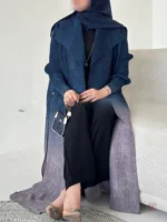 Abaya kimono bleu dégradé, style moderne et chic