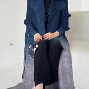 Abaya kimono bleu dégradé, style moderne et chic