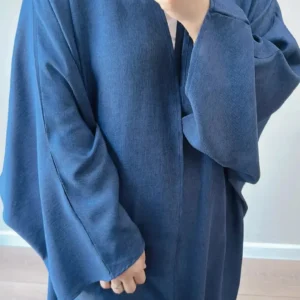 Kimono Abaya bleu éclatant, élégant et fluide
