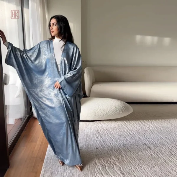 Abaya Kimono Longue en Teinte Bleue