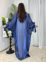 Abaya chic en tissu transparent et bleu