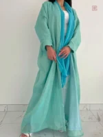 Kimono décontracté bleu vert en abaya élégant
