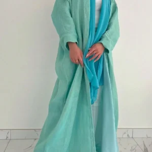 Kimono décontracté bleu vert en abaya élégant