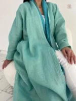 Abaya kimono bleu vert pour un style décontracté moderne