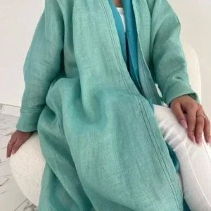 Abaya kimono bleu vert pour un style décontracté moderne