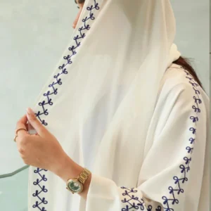 Abaya Kimono beige avec broderies délicates
