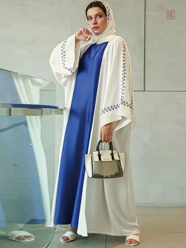 kimono-abaya-brode-blanc-1 Kimono Abaya Brodé Blanc élégant et raffiné