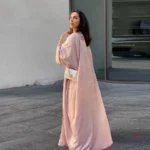 Kimono de soirée rose élégant pour abaya