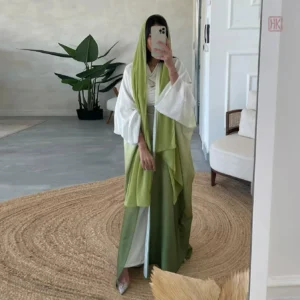 Kimono dégradé vert élégant pour abaya
