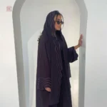 Hijab et Kimono en couleur mauve pour femmes