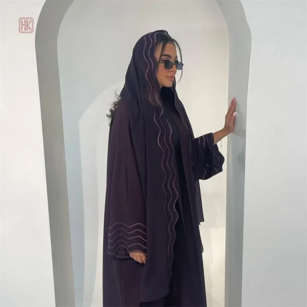 Hijab et Kimono en couleur mauve pour femmes