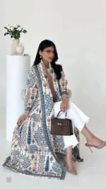 Abaya Kimono avec motifs ethniques raffinés