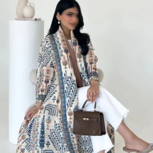 Abaya Kimono avec motifs ethniques raffinés