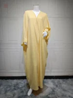 Abaya kimono jaune pour femme, style raffiné et confortable