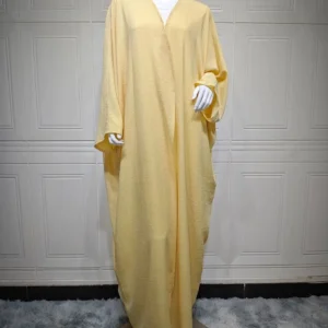 Abaya kimono jaune pour femme, style raffiné et confortable