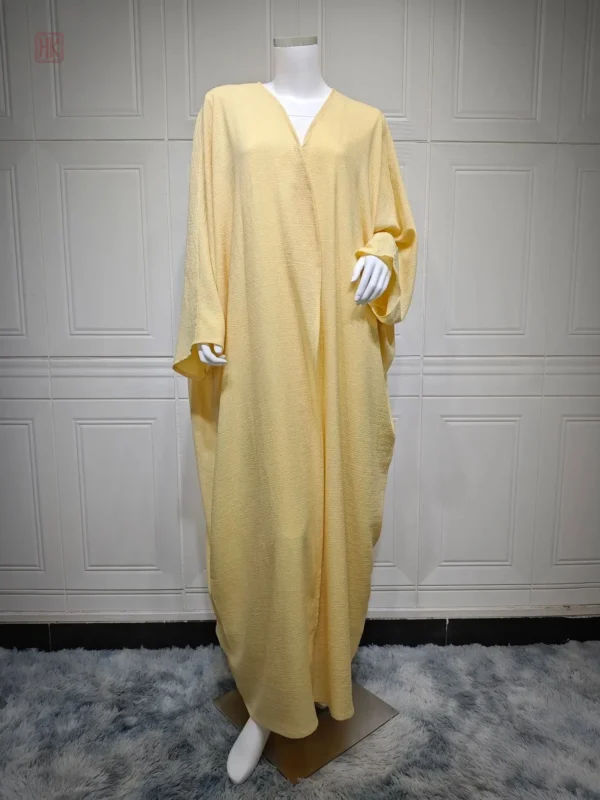 Abaya kimono jaune pour femme, style raffiné et confortable
