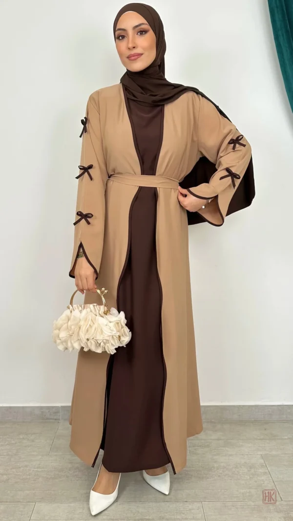 kimono-abaya-kaki-a-noeuds-1 Kimono Abaya Kaki à Noeuds