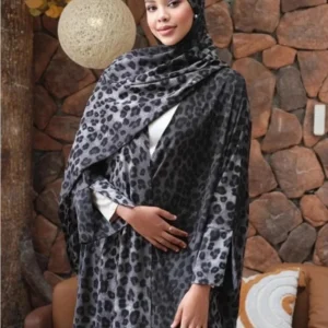 Kimono Abaya Léopard Noir élégant pour femme